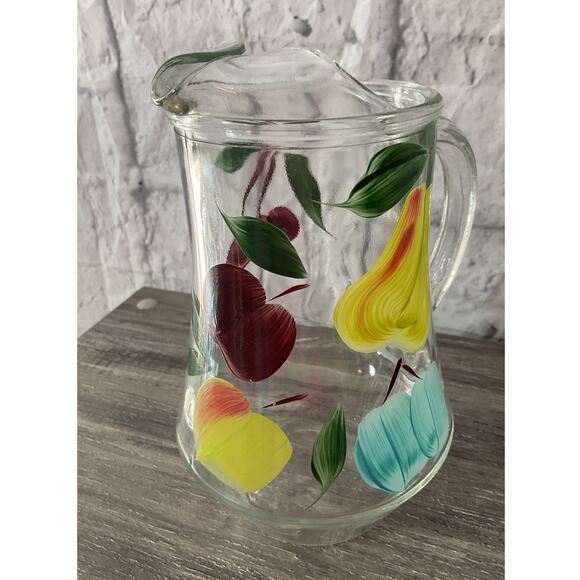 Vintage Clear Glass Pitcher With Fruit Theme 60’s - Picture 8 of 8